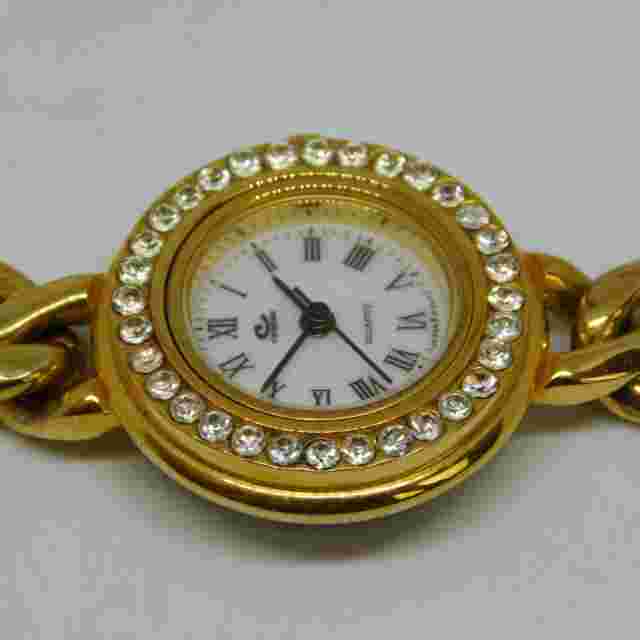 Cenere 1755 Chain Band Gold Tone Quartz Women's Watch Sz. 7 1/4" Battery