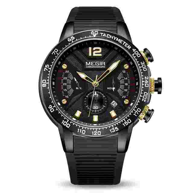 MEGIR Men Watches Silicone Sport Chronograph Quartz Military Watch Luxury Brand