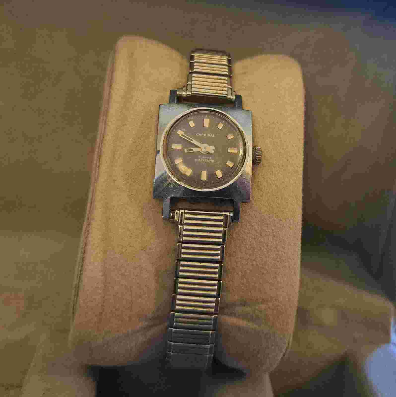 Ladies Cardinal Vintage 1970's Silver Tone 17 Jewel Mechanical Watch