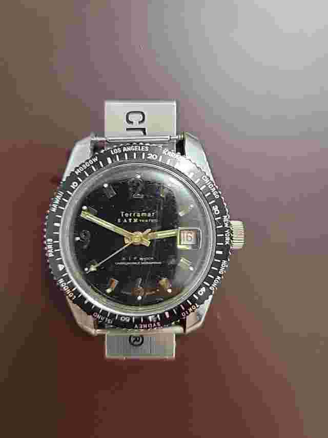 TERRAMAR VINTAGE DIVING WATCH 5 ATM TESTED UNBREAKABLE MAINSPRING CIRCA 1960