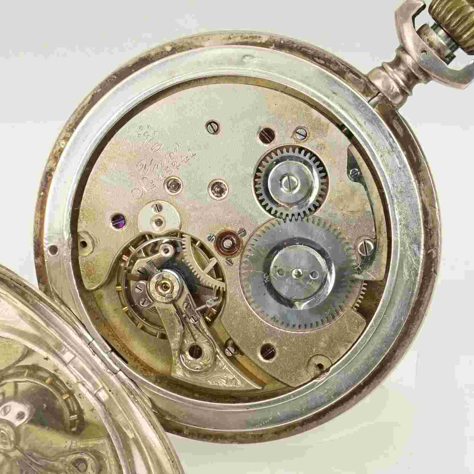 Rare! UNION Glocke Silver Fullhunter Pocket watch Men's no repeater fusee duplex