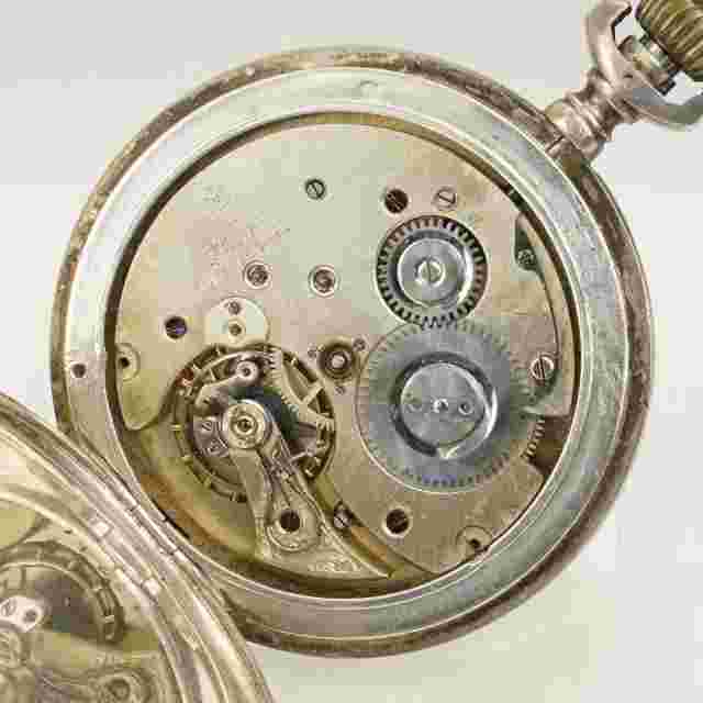 Rare! UNION Glocke Silver Fullhunter Pocket watch Men's no repeater fusee duplex