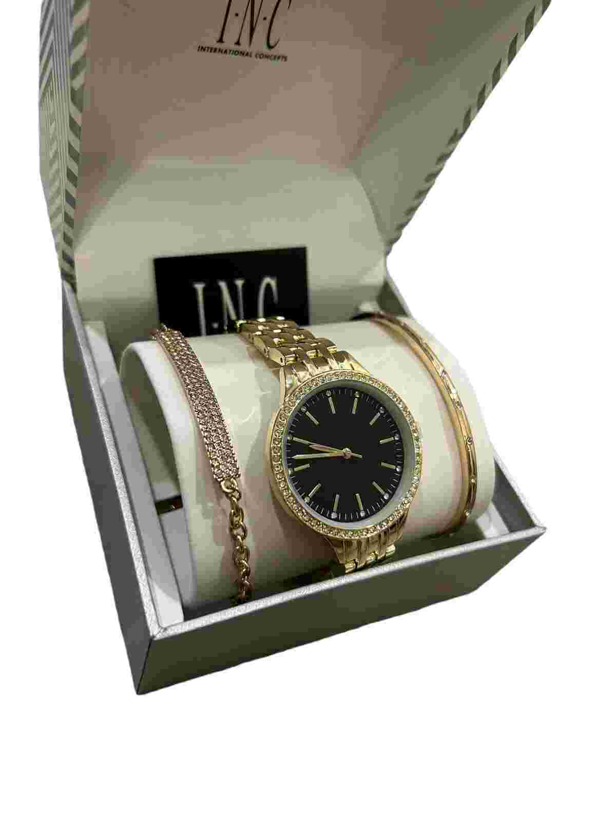 INC GOLD WATCH BRACELET SET 36 MM Box Set Gifts Womens Watch Bracelet Set New