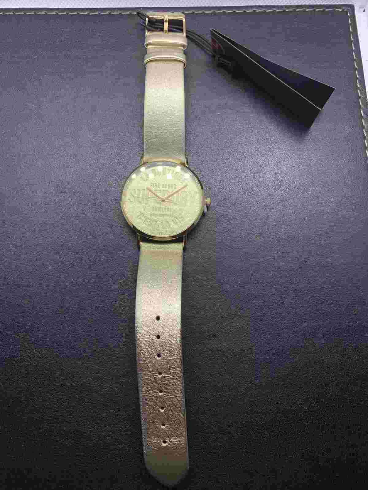 Superdry All Gold Leather Strap Watch