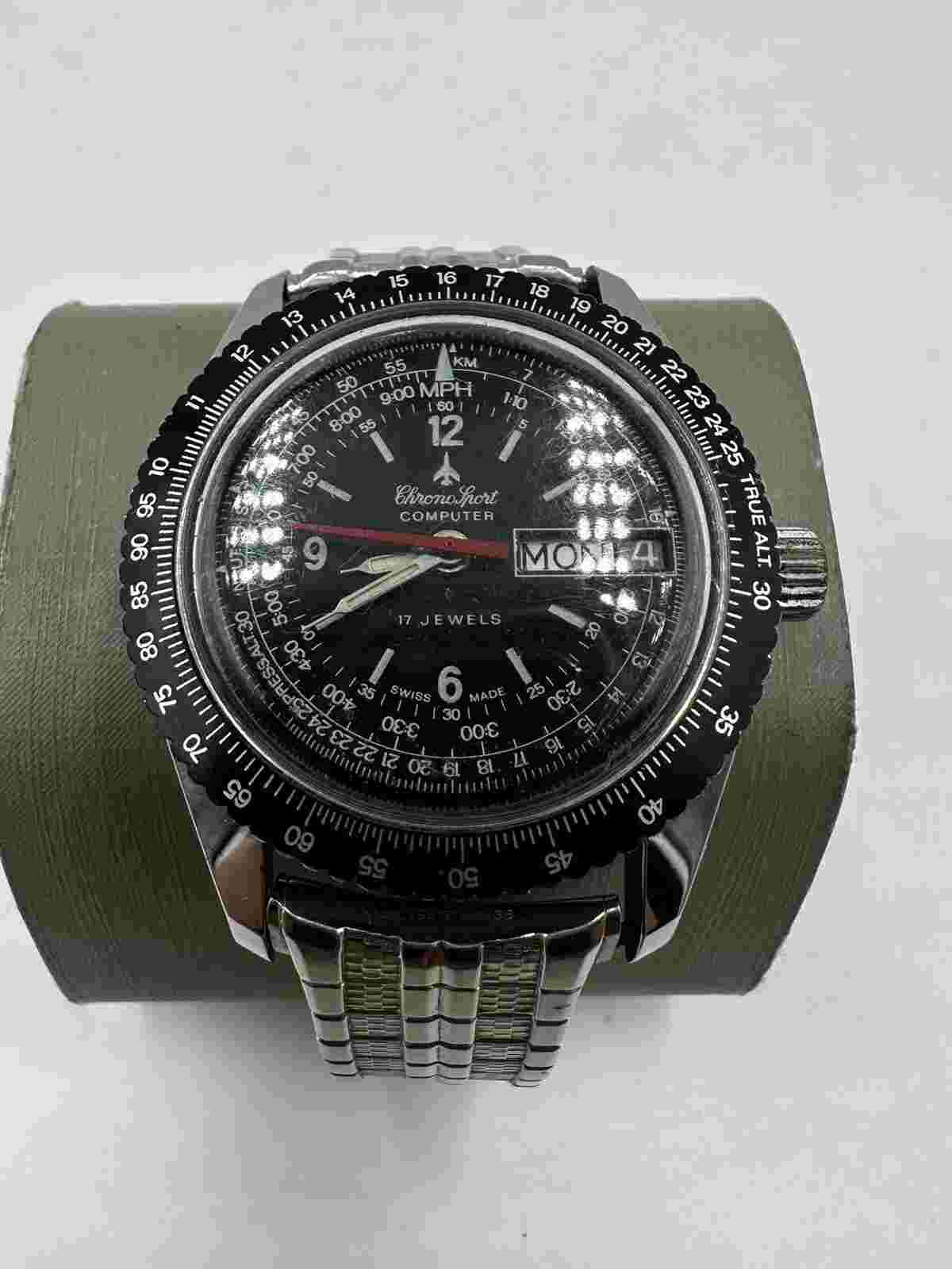 Chronosport Computer Navigation Day/Date Manual-Winding Vintage Men's Watch