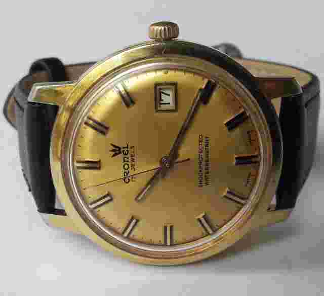 Vintage CRONEL Gold Plated Date Displaying Cal. FE140-1C Swiss Made From 70's