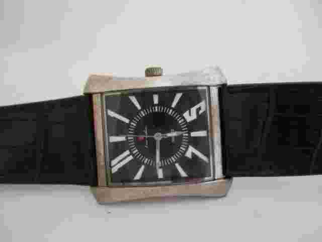 Luis Cardini Men's Black Buckle Band Analog Watch