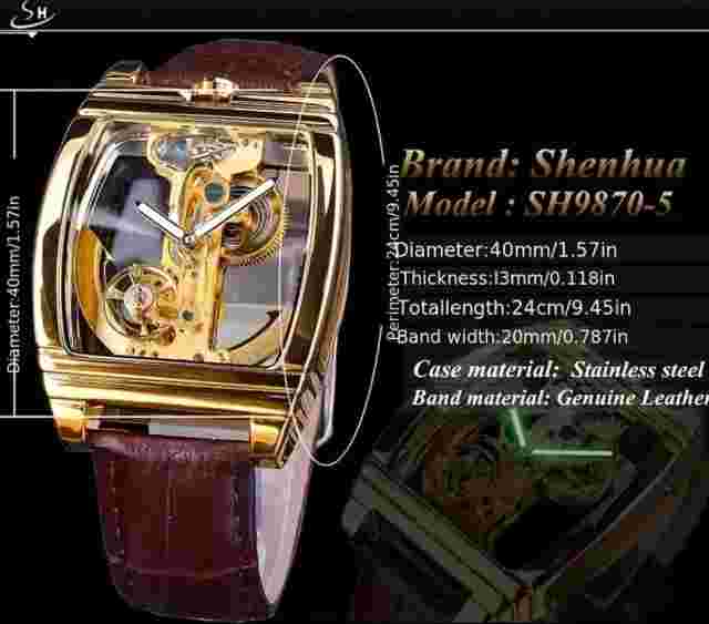 Mens Skeleton Mechanical Waterproof Luxury Watch Leather Hollow Great Gift