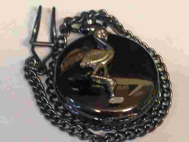 Flamingo TG288 Pewter on a Black Pocket Watch Quartz fob