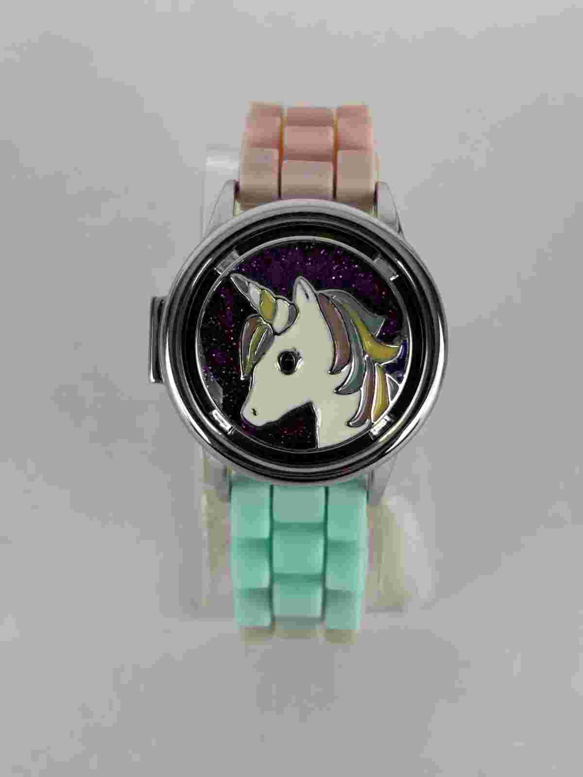 Limited Too Unicorn Spinner 38mm Silver Tone Quartz Watch w/Buckle Band &Battery