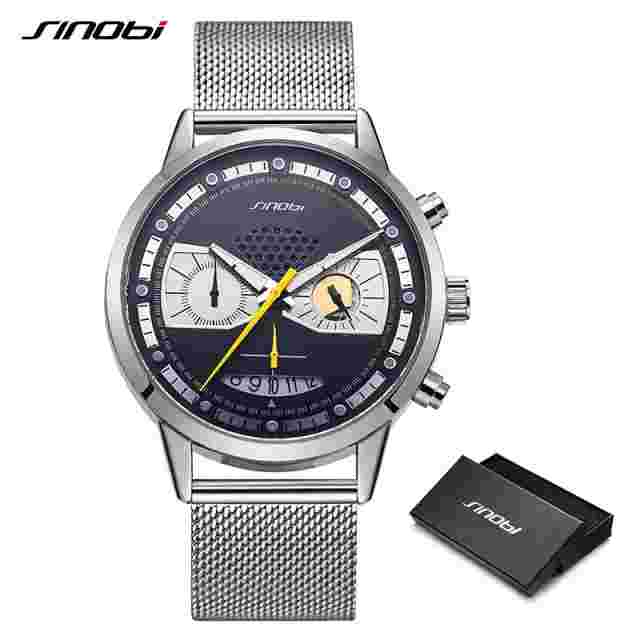SINOBI Man Casual Watch Creative Chronograph for Menports Quartz Watchhes