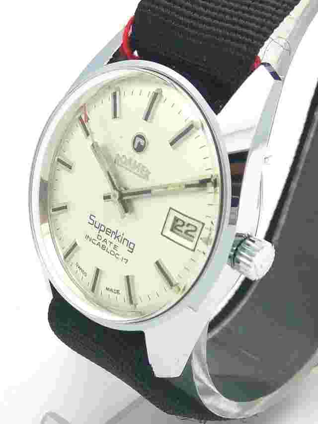 NOS Vintage Roamer Superking w/ Date, Hand Winding Swiss Made Men's Wrist Watch