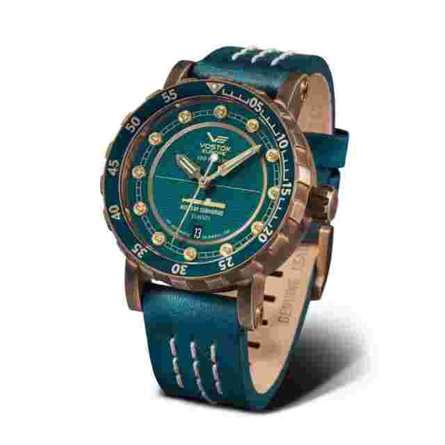 Vostok Europe Nuclear Submarine Green Leather/Silicone Strap Men Watch