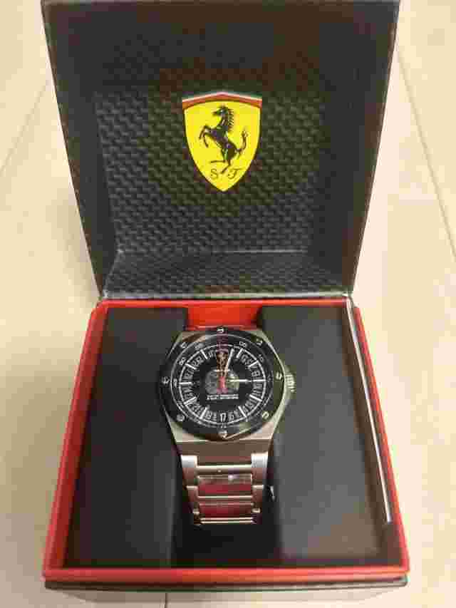 Rare Ferrari original watch quartz stainless steel wristwatch with box F/S