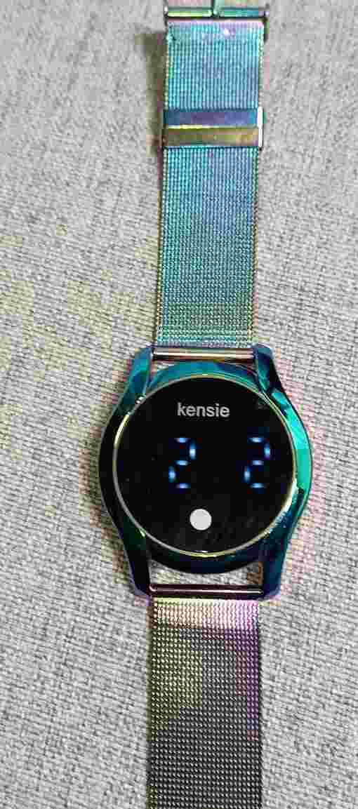 ❤️Valentines Kensie Irredescent Rainbow Stainless Steel Mesh Touch Screen Watch