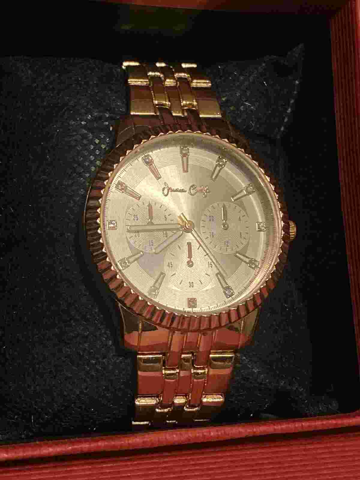 Jessica Carlyle Luxury Gold-Tone Chronograph Style Womens 34MM Watch NEW Battery