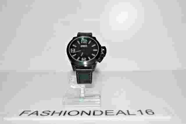 Oozoo Authentic Steel Black Leather Black SS 47mm OS124 $270 Watch