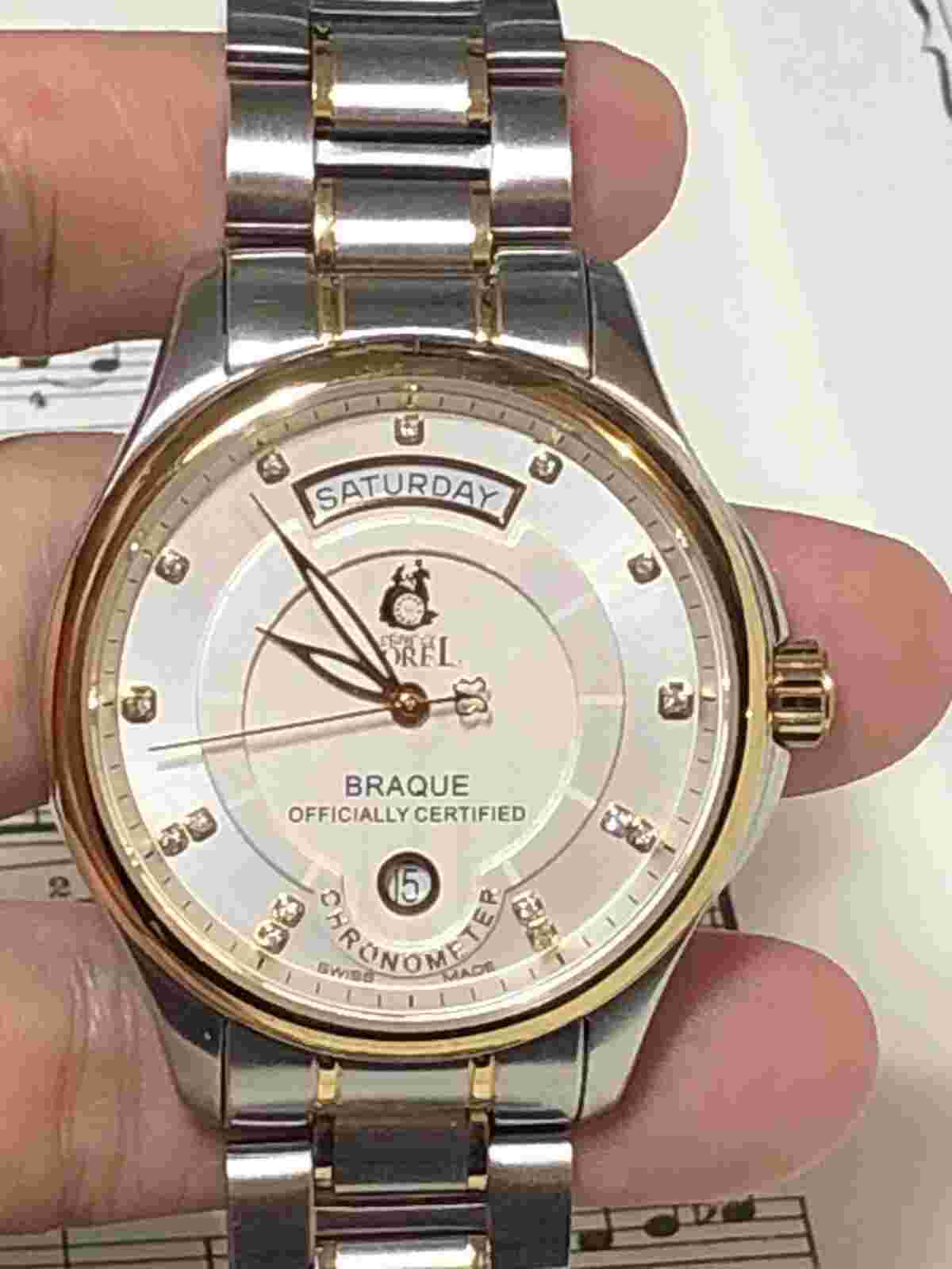 VINTAGE ERNEST BOREL COLLECTION AUTOMATIC DAY/DATE MEN WATCH=RUN