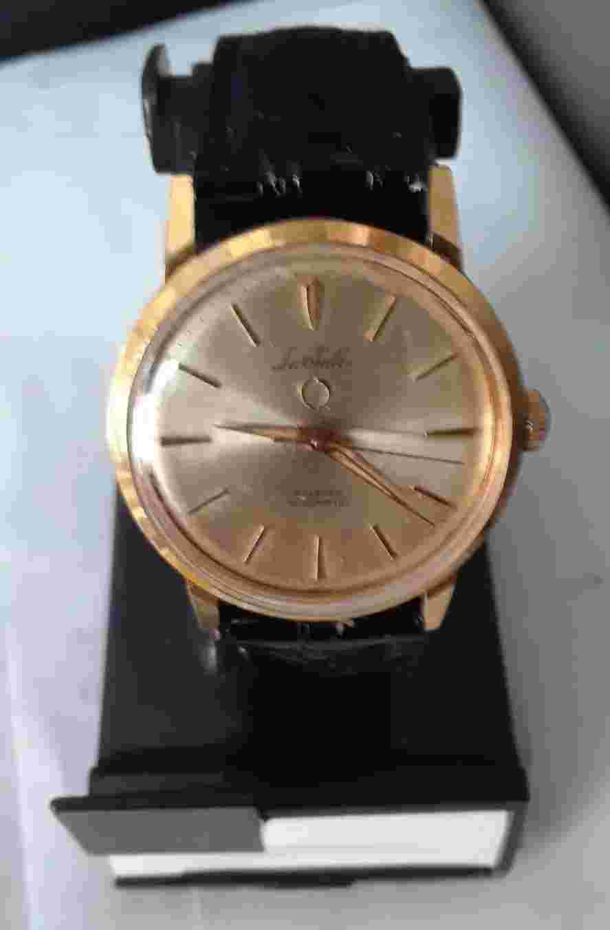 Vintage 1960s LaSalle Watch Automatic Mens Gold Tone New Leather Band