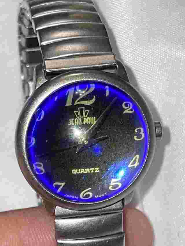 Ladies Jean Paul Crystal Blue Dial Adjustable Expansion Band Watch Needs New Bat