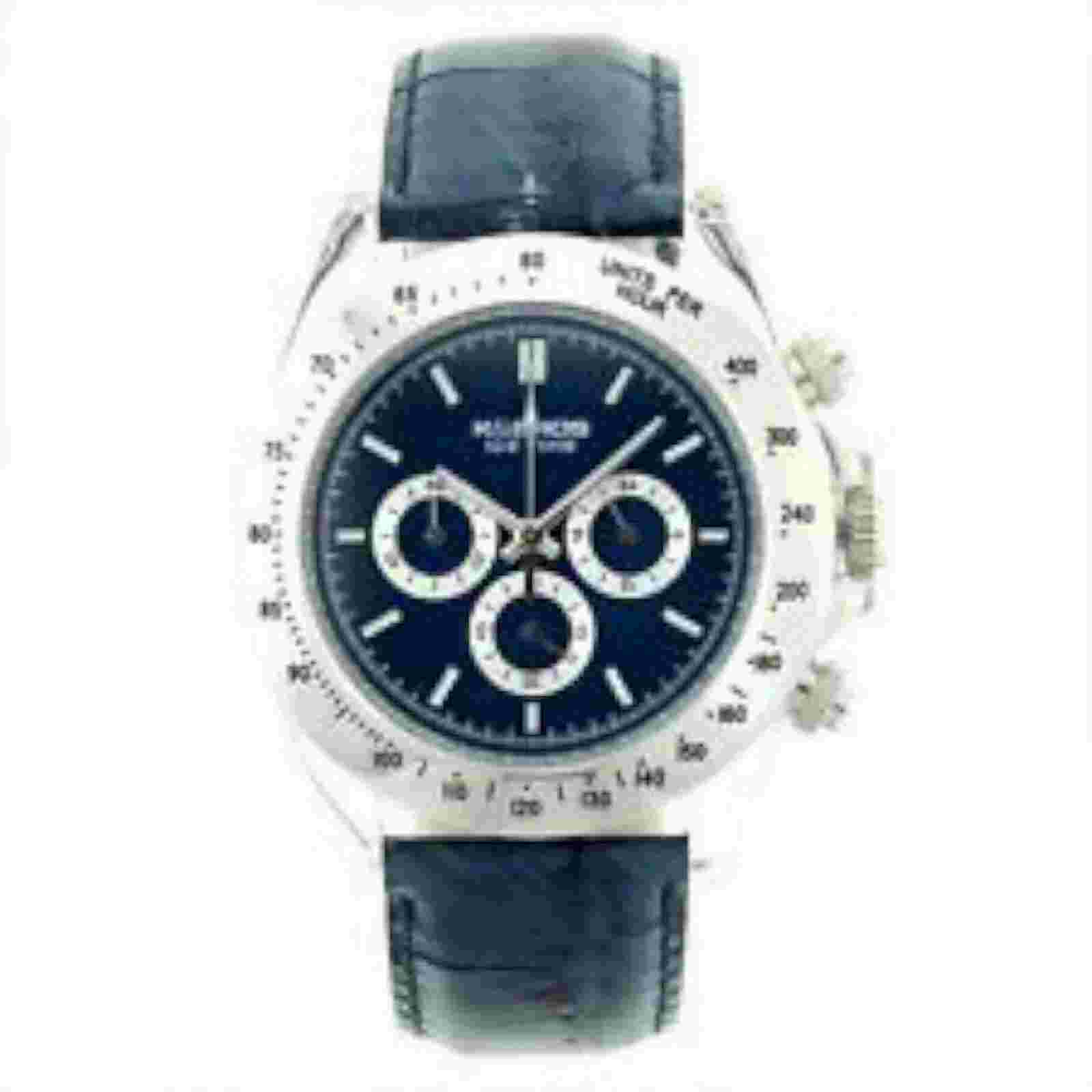 NEW K&BROS 9423-2 Ice-Time Men's Chronograph Blue Dial Leather Band Casual Watch