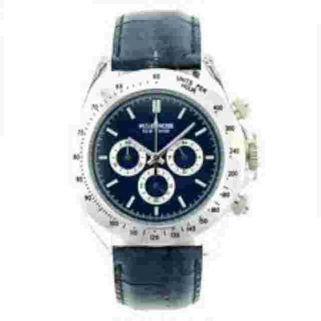 NEW K&BROS 9423-2 Ice-Time Men's Chronograph Blue Dial Leather Band Casual Watch