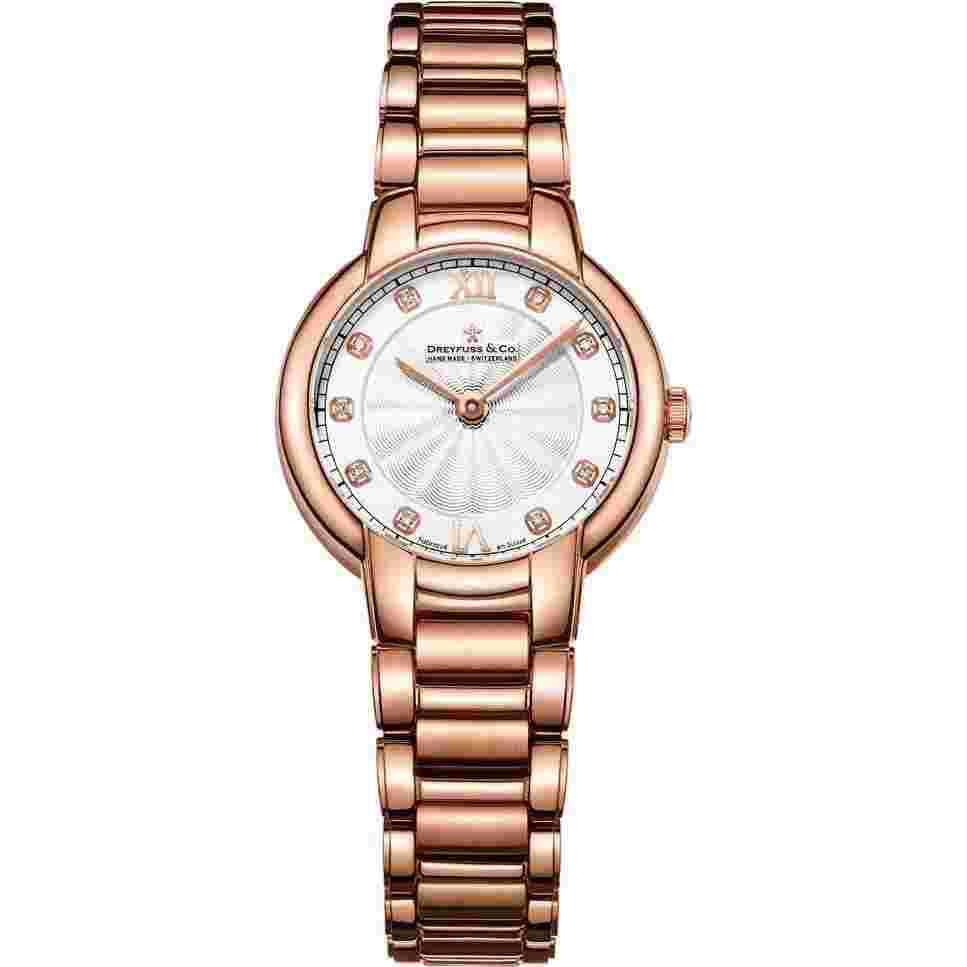 Dreyfuss DLB00063/D/01 Ladies Rose Tone Swiss Made Diamond Set Watch RRP £795