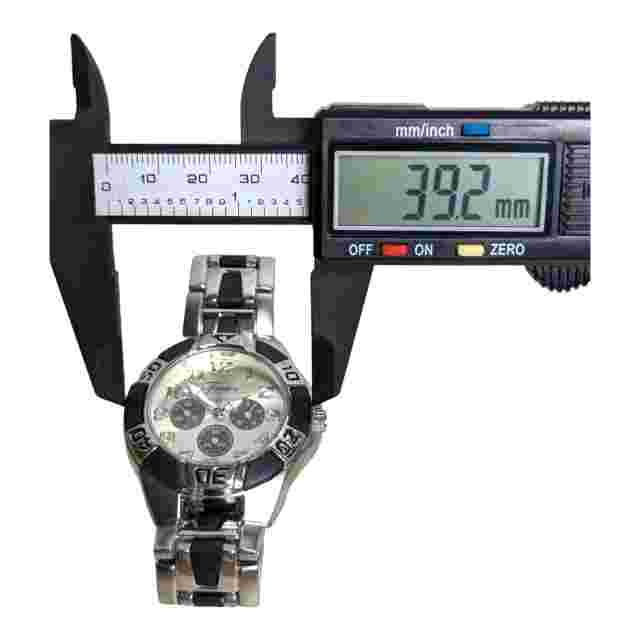 Men's Fondini Quartz Swiss Made Silver Stainless Steel Metal & Black Band Watch