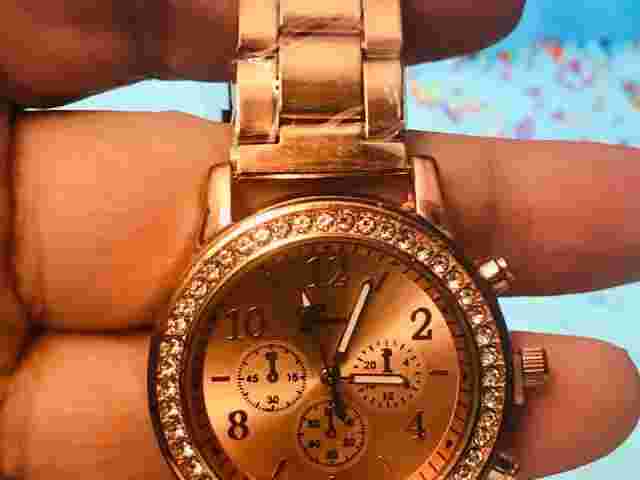 Men's Watch - Geneva - Rose Gold Face & Band w/ Rhinestone Accents - Quartz NEW