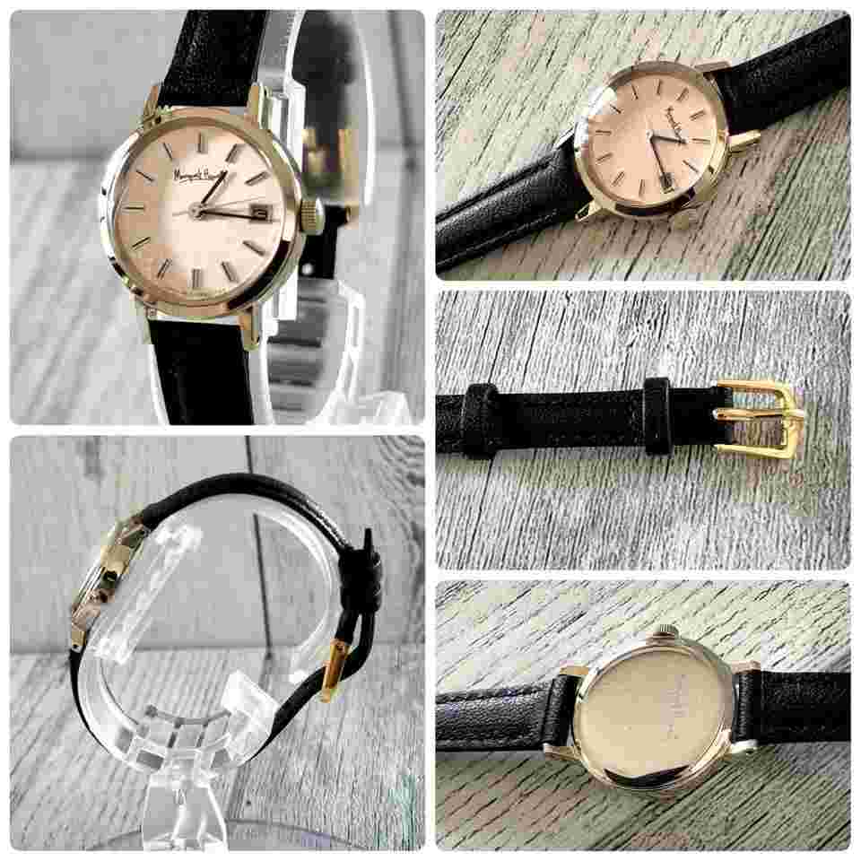 [Good condition] MARGARET HOWELL wristwatch gold round pink tone JAPAN USED