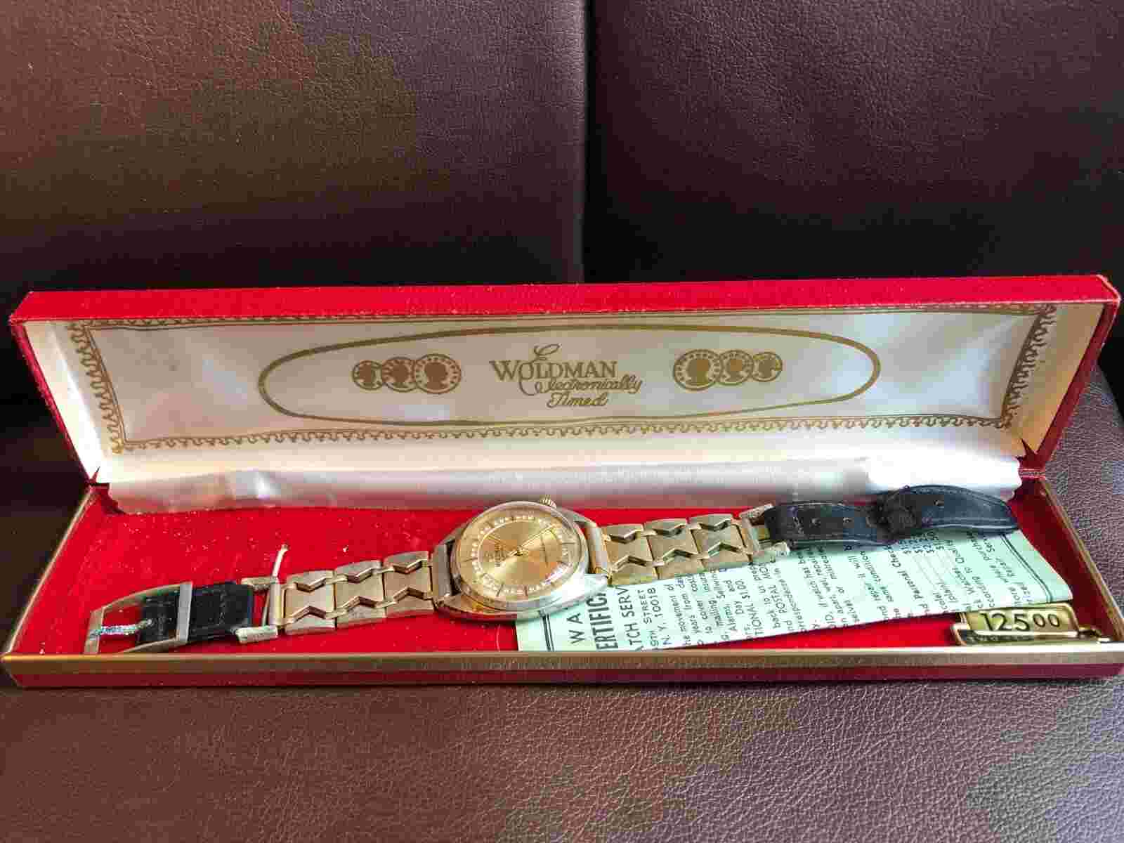 Vtg Woldman Electra Swiss Made Men's Wind Up Wrist Watch IOB