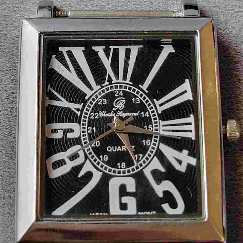 Charles Raymond Rectangle Watch Japan Movt Roman Numerals Quartz Black No Band