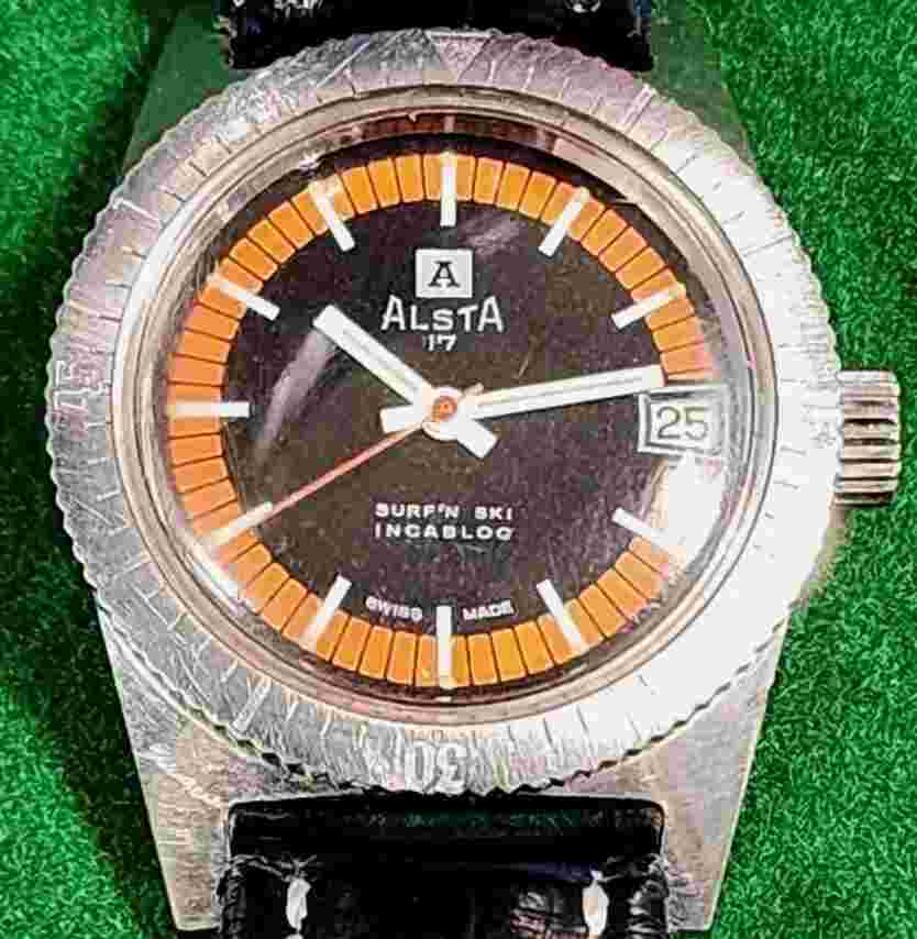 Mens Watch ALSTA SURF 'N SKI 17 Jewels Hand wind Just Serviced