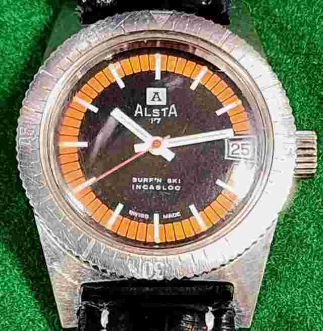 Mens Watch ALSTA SURF 'N SKI 17 Jewels Hand wind Just Serviced
