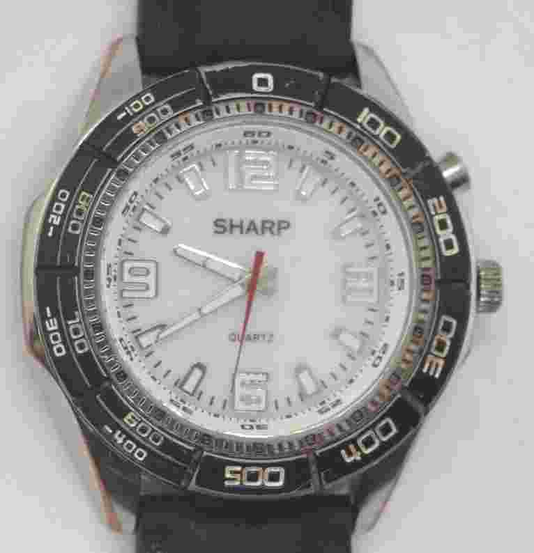 VTG Sharp Mens Large Dial Diver Style Quartz Glow Watch~New Battery GUARANTEED