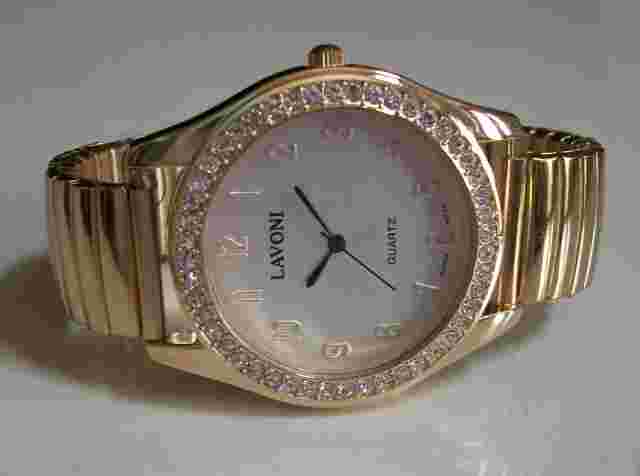 Women's Rhinestone Dressy/Casual Stretch Band Gold Finish Fashion Wrist Watch
