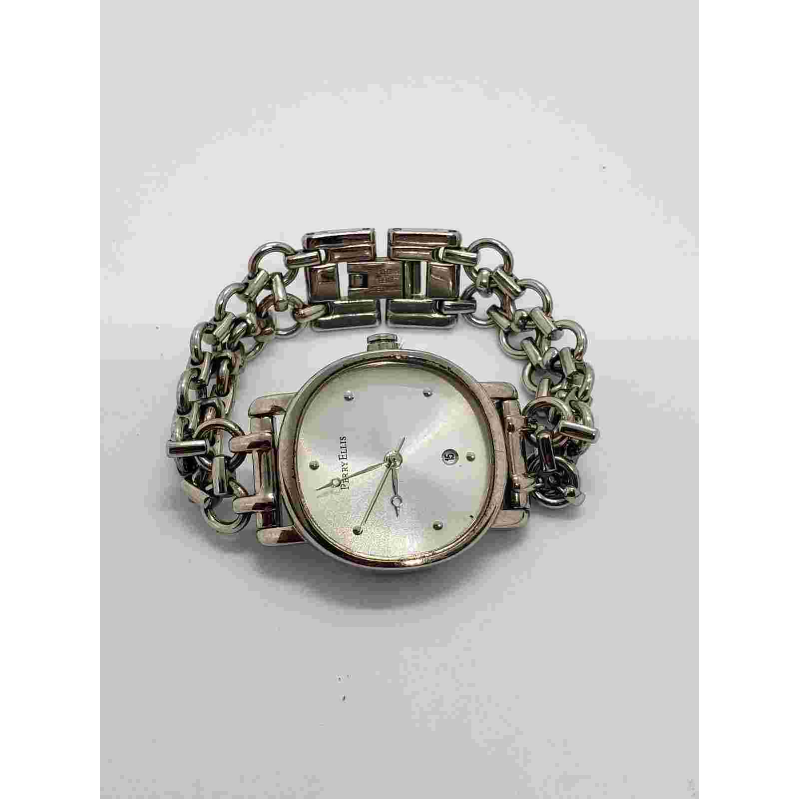 Perry Ellis women's watch. PEL0007. White iridescent face. Calendar date on face