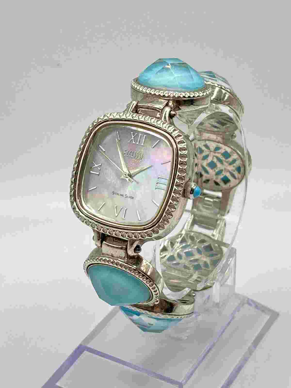 Vintage Ecclissi 925 Sterling Silver Turquoise Gemstone Natural Stone MOP Watch