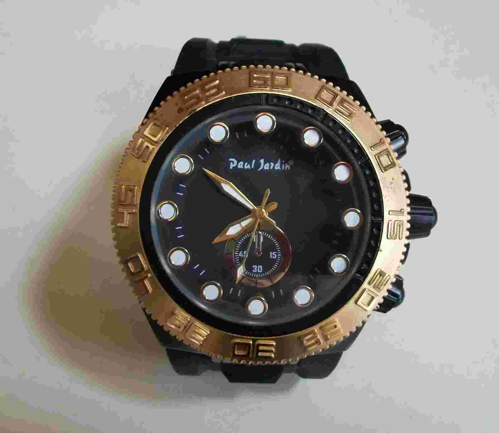 Men's Gold & Black Finish Silicone Band Fashion Dressy/Casual Watch