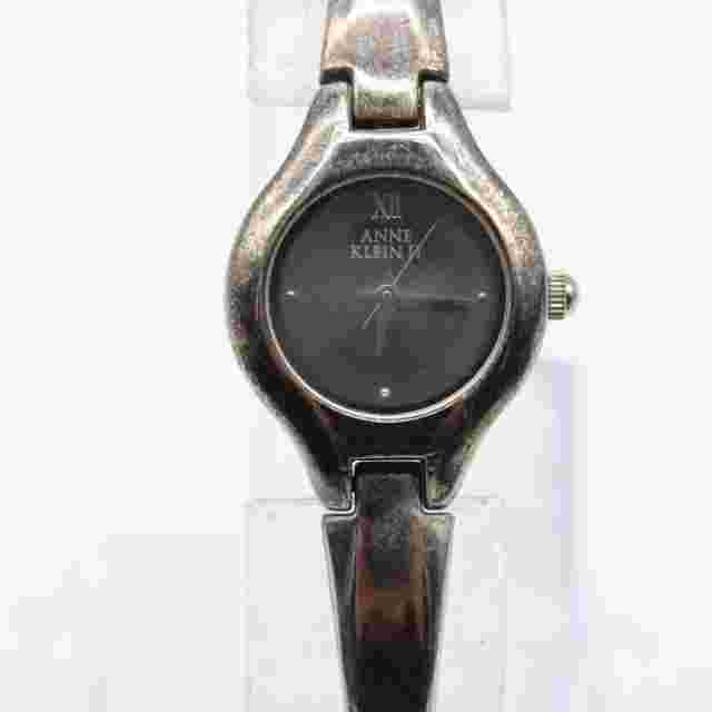 Vintage Anne Klein II Watch Womens Silver Tone Steel Classic Round Black Dial
