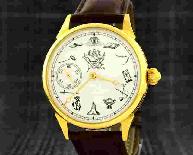 Masonic watch Art Deco watch Marriage watch Freemason Gold watch husband gift