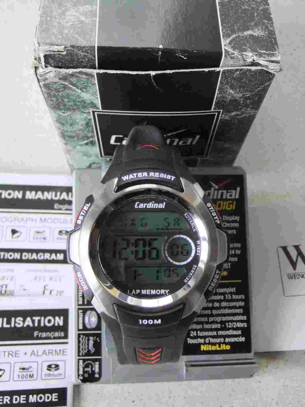 Cardinal 1914 Multi-Digi Mens Wrist Watch Water Resistant Boxed New Battery