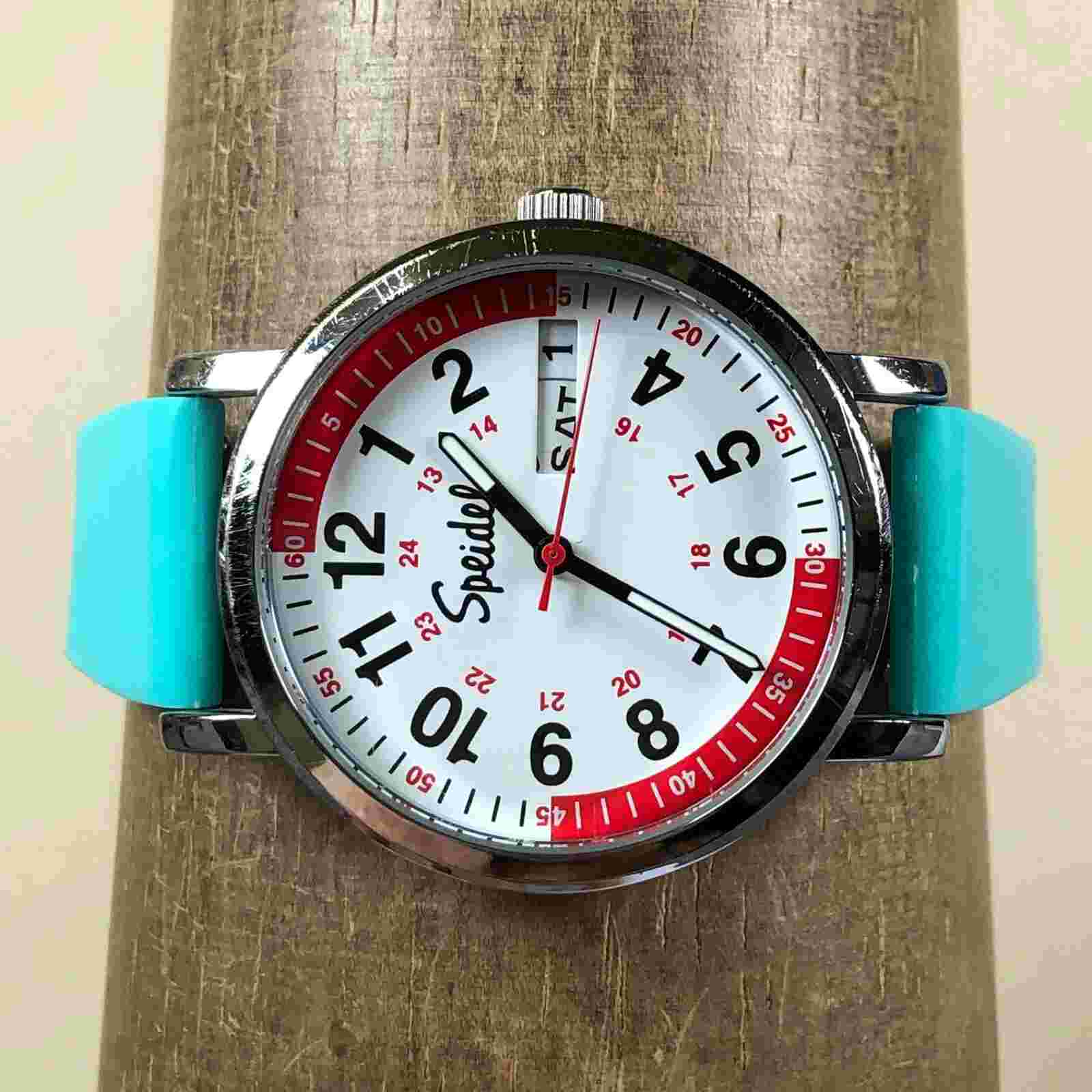 Speidel Womens Easy Reader Day Date 38mm Rubber Quartz Analog Watch 7 1/2"