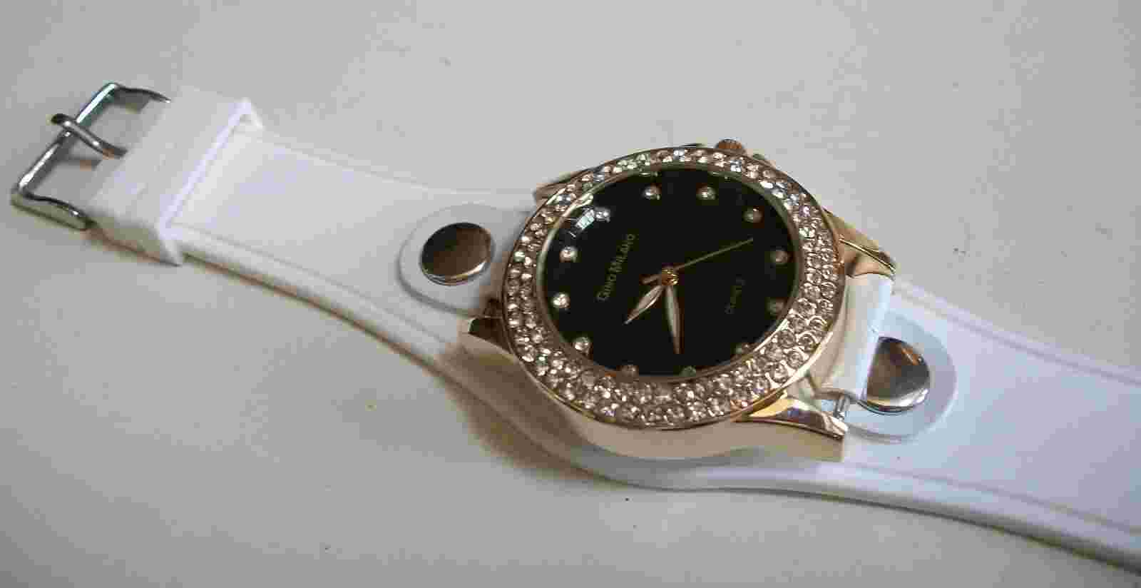 Women, Girls Rhinestone Silicone Band Fashion Dressy Casual Wrist Watch