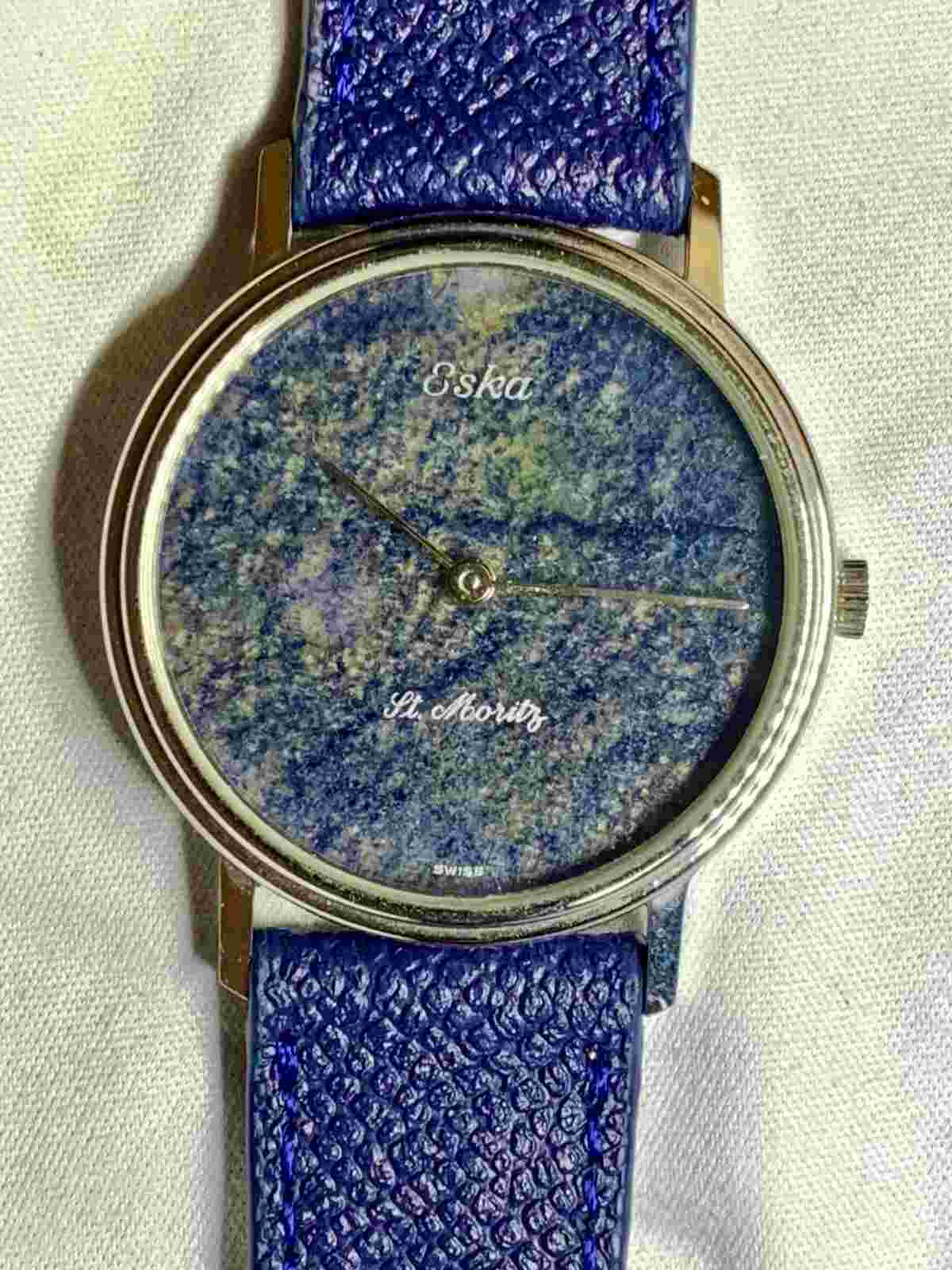 ESKA St. Moritz Rare Blue Lapislazuli Dial Watch