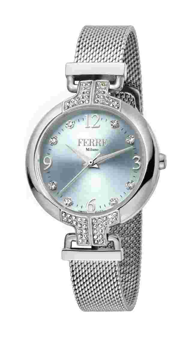 Ferre Milano Women's FM1L115M0051 Silver Dial Steel  IP Mesh Bracelet Watch
