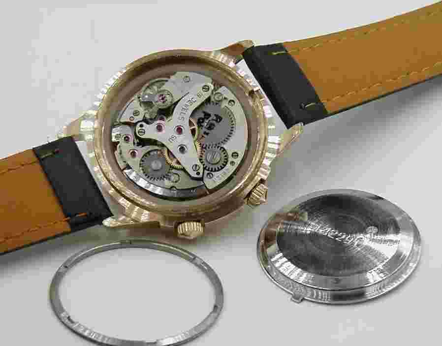 POLJOT LOUD ALARM WRIST WATCH GOLD FILLED CASE WELL SERVCIED THE PROPER WAY  196