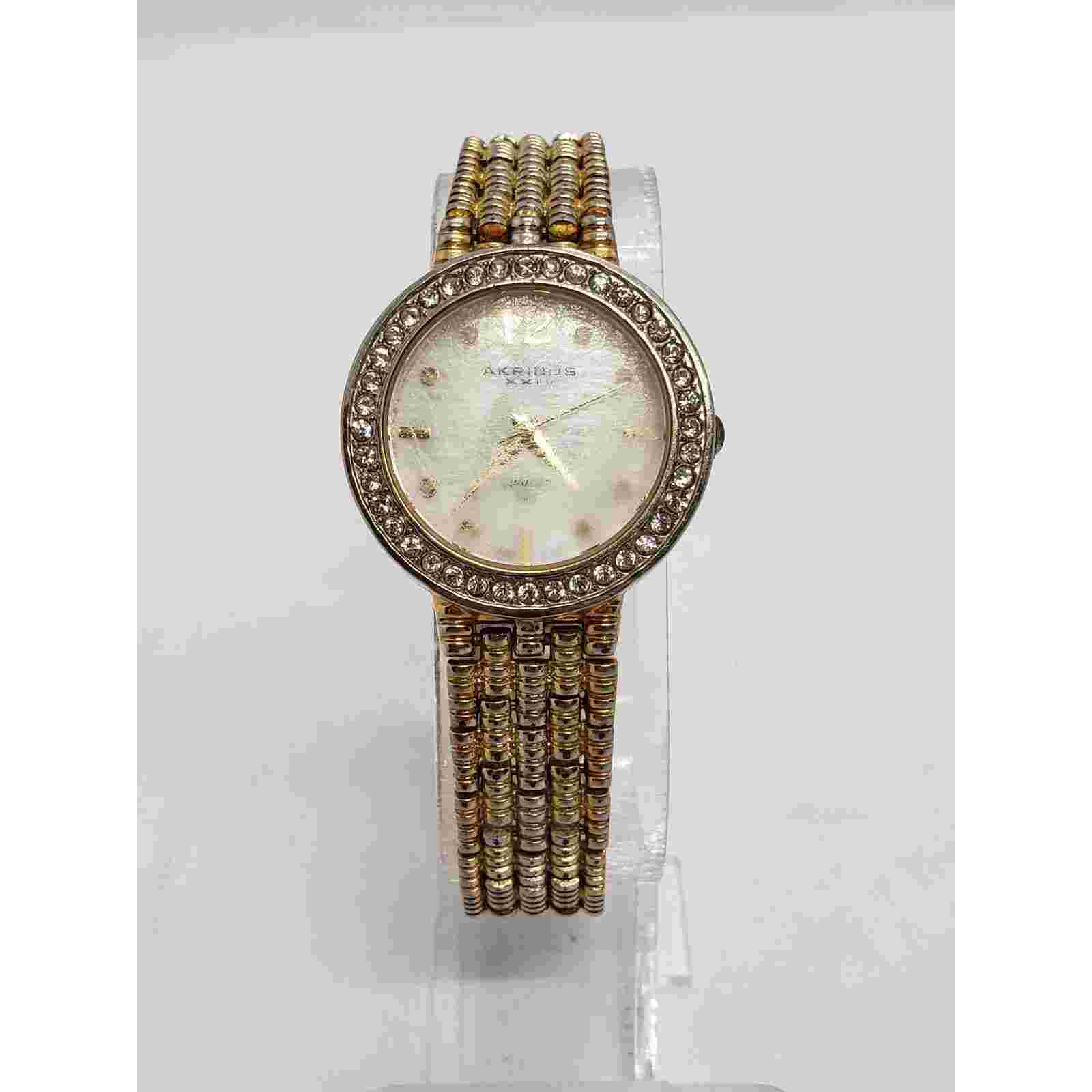 Akribos XXIV women's watch AK757TRI Jeweled bevel decorative band. Working watch