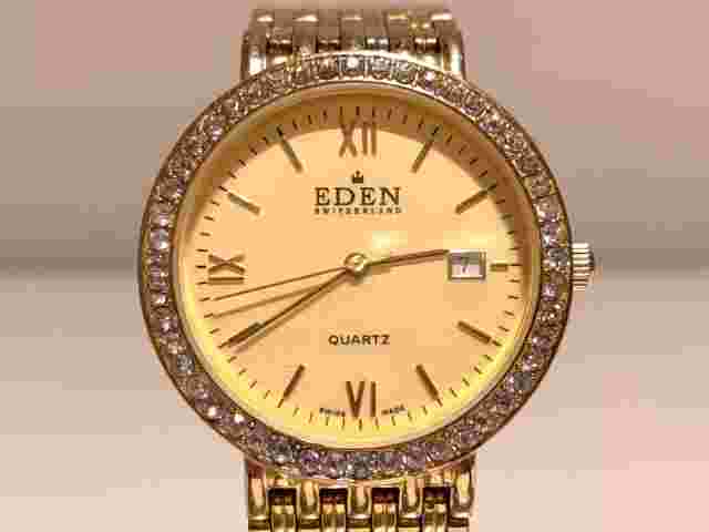 VINTAGE LUXURY WITH STONES GOLD PLATED MEN'S LADIES SWISS QUARTZ  WATCH "EDEN"