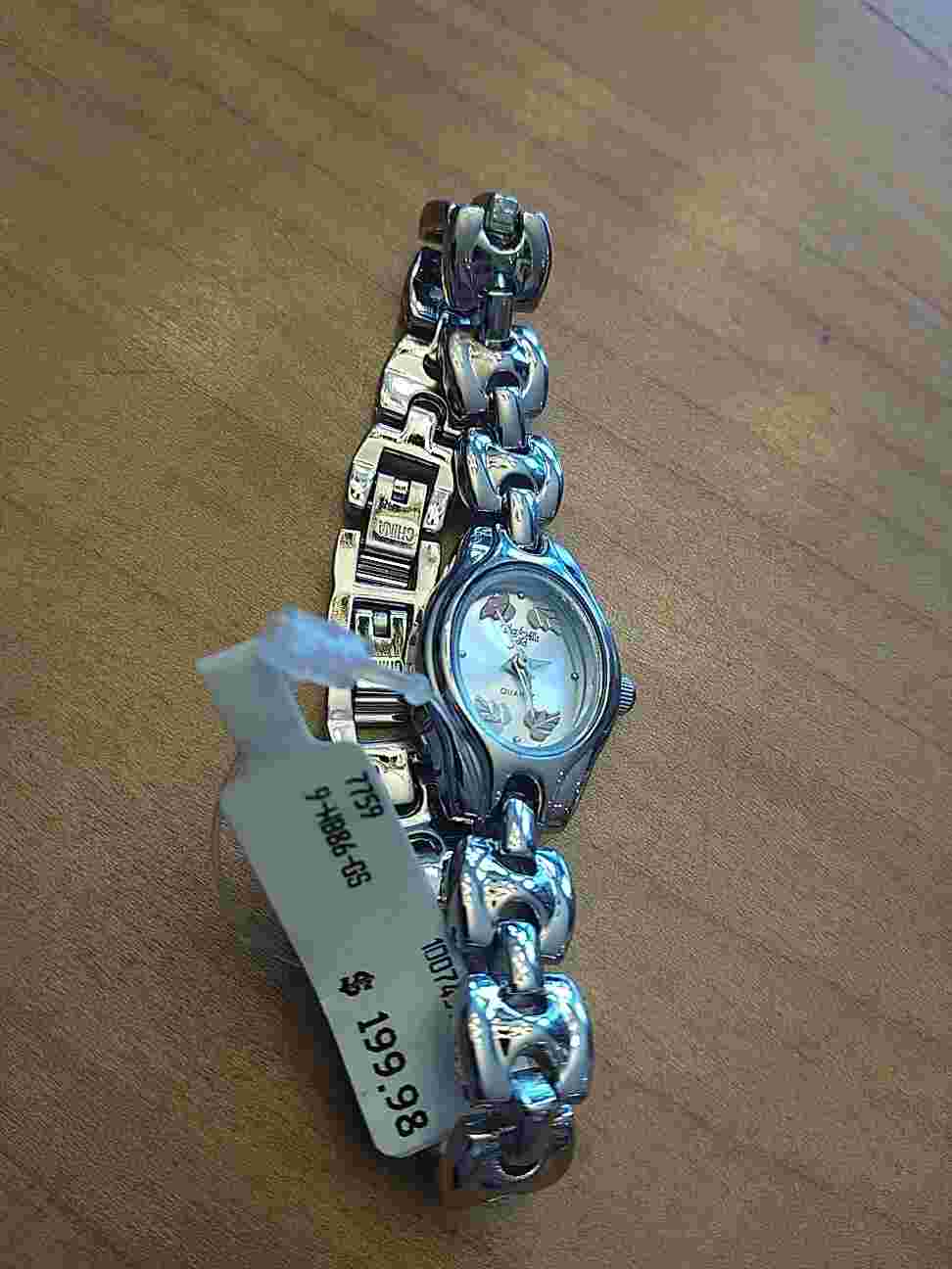 Black Hills Women Watch 1007459 Silver Tone Band 12k Gold Leaves NEW WITH TAGS